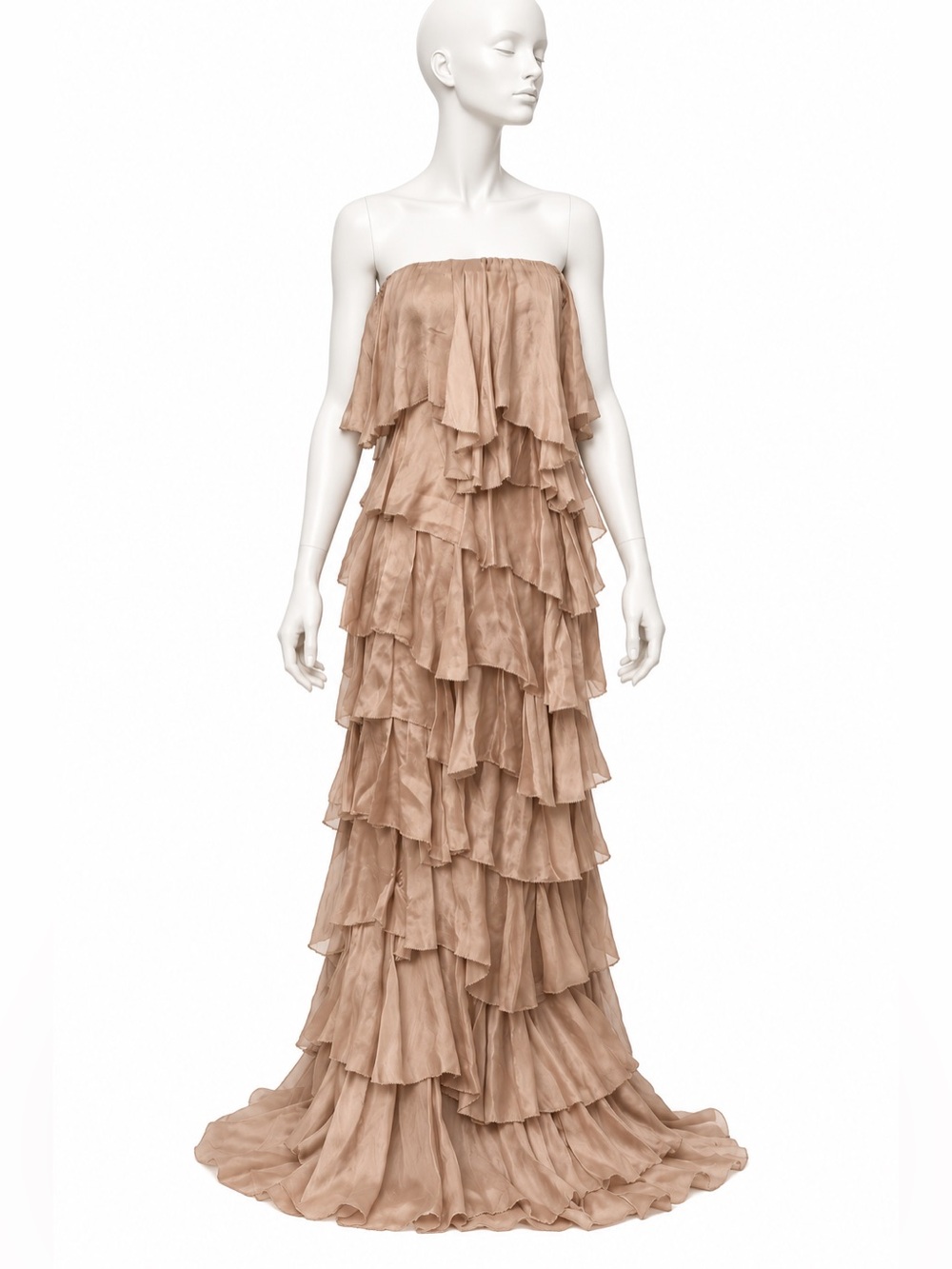 Sheri Bodell Silk Ruffle Maxi Dress